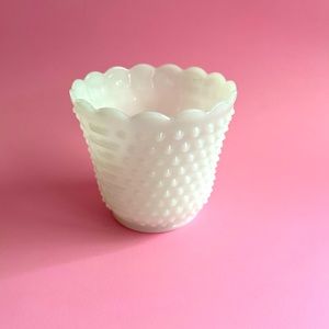 Vintage Fire King Hobnail Milk Glass Vase! Pure white in color!